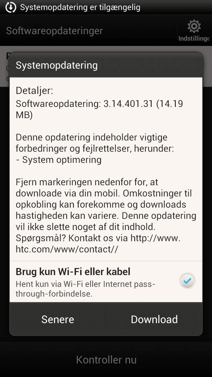 HTC One X opdatering v3.14.401.31