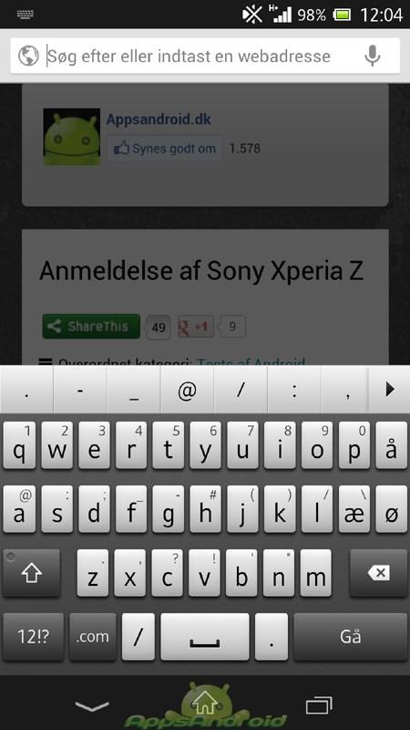 Sony Xperia Z tastatur dk